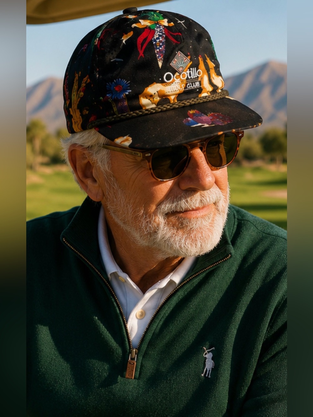 Vintage Rare Ocotillo Golf Club Desert Print Mesh Rope Hat Southwestern USA